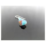 .925 Sterling Silver Multi Colored Inlayed Stone Hopi Dangle Hook Earrings .925 Sterling Silver Multi Colored Inlayed Stone Hopi Dangle Hook Earrings