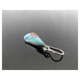 .925 Sterling Silver Multi Colored Inlayed Stone Hopi Dangle Hook Earrings .925 Sterling Silver Multi Colored Inlayed Stone Hopi Dangle Hook Earrings