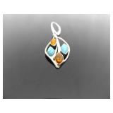 .925 Sterling Silver Amber, Howlite and Cats Eye Hinged Latch Dangle Earrings .925 Sterling Silver Amber, Howlite and Cats Eye Hinged Latch Dangle Earrings