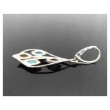 .925 Sterling Silver Amber, Howlite and Cats Eye Hinged Latch Dangle Earrings .925 Sterling Silver Amber, Howlite and Cats Eye Hinged Latch Dangle Earrings