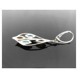 .925 Sterling Silver Amber, Howlite and Cats Eye Hinged Latch Dangle Earrings .925 Sterling Silver Amber, Howlite and Cats Eye Hinged Latch Dangle Earrings