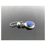 .925 Sterling Silver Lapis Lazuli Cabochon Dangle Hook Earrings .925 Sterling Silver Lapis Lazuli Cabochon Dangle Hook Earrings