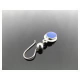 .925 Sterling Silver Lapis Lazuli Cabochon Dangle Hook Earrings .925 Sterling Silver Lapis Lazuli Cabochon Dangle Hook Earrings
