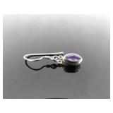 .925 Sterling Silver Amethyst Dangle Hook Earrings .925 Sterling Silver Amethyst Dangle Hook Earrings