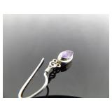 .925 Sterling Silver Amethyst Dangle Hook Earrings .925 Sterling Silver Amethyst Dangle Hook Earrings