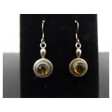 .925 Sterling Silver Citrine Cabochon Dangle Hook Earrings .925 Sterling Silver Citrine Cabochon Dangle Hook Earrings