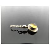 .925 Sterling Silver Citrine Cabochon Dangle Hook Earrings .925 Sterling Silver Citrine Cabochon Dangle Hook Earrings