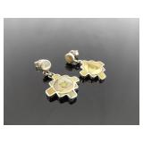 .925 Sterling Silver Inlayed Mother of Pearl Peruvian Chakana Dangle Post Earrings .925 Sterling Silver Inlayed Mother of Pearl Peruvian Chakana Dangle Post Earrings