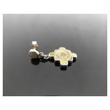 .925 Sterling Silver Inlayed Mother of Pearl Peruvian Chakana Dangle Post Earrings .925 Sterling Silver Inlayed Mother of Pearl Peruvian Chakana Dangle Post Earrings