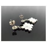 .925 Sterling Silver Inlayed Mother of Pearl Peruvian Chakana Dangle Post Earrings .925 Sterling Silver Inlayed Mother of Pearl Peruvian Chakana Dangle Post Earrings