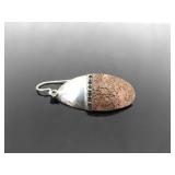 .925 Sterling Silver Artist Signed Copper Shield Dangle Hook Earrings .925 Sterling Silver Artist Signed Copper Shield Dangle Hook Earrings