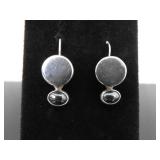.925 Sterling Silver Hematite Cabochon Hook Earrings .925 Sterling Silver Hematite Cabochon Hook Earrings