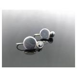 .925 Sterling Silver Hematite Cabochon Hook Earrings .925 Sterling Silver Hematite Cabochon Hook Earrings