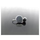 .925 Sterling Silver Hematite Cabochon Hook Earrings .925 Sterling Silver Hematite Cabochon Hook Earrings