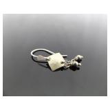 .925 Sterling Silver Diamond Accented Designed Hematite Dangle Hook Earrings .925 Sterling Silver Diamond Accented Designed Hematite Dangle Hook Earrings