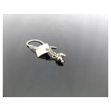 .925 Sterling Silver Diamond Accented Designed Hematite Dangle Hook Earrings .925 Sterling Silver Diamond Accented Designed Hematite Dangle Hook Earrings