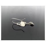 .925 Sterling Silver Diamond Accented Designed Hematite Dangle Hook Earrings .925 Sterling Silver Diamond Accented Designed Hematite Dangle Hook Earrings