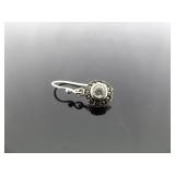 .925 Sterling Silver Art Nouveau Solitaire Dangle Hook Earrings .925 Sterling Silver Art Nouveau Solitaire Dangle Hook Earrings