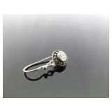 .925 Sterling Silver Art Nouveau Solitaire Dangle Hook Earrings .925 Sterling Silver Art Nouveau Solitaire Dangle Hook Earrings