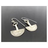 .925 Sterling Silver Half Moon River Waves Dangle Hook Earrings .925 Sterling Silver Half Moon River Waves Dangle Hook Earrings