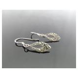 .925 Sterling Silver Art Nouveau Dangle Hook Earrings .925 Sterling Silver Art Nouveau Dangle Hook Earrings