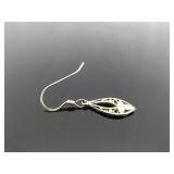 .925 Sterling Silver Art Nouveau Dangle Hook Earrings .925 Sterling Silver Art Nouveau Dangle Hook Earrings