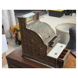 Vintage National Gilded Bronze Case Register with Relief Carving 1930 (includes key) Vintage National Gilded Bronze Case Register with Relief Carving 1930 (includes key)