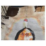 Handpainted Native American Indian Chief on a Deer Skin Hide with Acrylics (Believed to be Sitting Bull) 30' x 48' Handpainted Native American Indian Chief on a Deer Skin Hide with Acrylics (Believed to be Sitting Bull) 30' x 48'