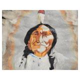 Handpainted Native American Indian Chief on a Deer Skin Hide with Acrylics (Believed to be Sitting Bull) 30' x 48' Handpainted Native American Indian Chief on a Deer Skin Hide with Acrylics (Believed to be Sitting Bull) 30' x 48'