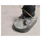 Inuit Fisherman theme Handcarved Genuine Jade Sculpture Inuit Fisherman theme Handcarved Genuine Jade Sculpture