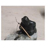 Inuit Fisherman theme Handcarved Genuine Jade Sculpture Inuit Fisherman theme Handcarved Genuine Jade Sculpture