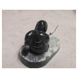 Inuit Fisherman theme Handcarved Genuine Jade Sculpture Inuit Fisherman theme Handcarved Genuine Jade Sculpture