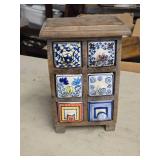 Apothecary Spice Cabinet by Pier 1 - Rustic Wood Frame with (6) Handpainted Ceramic Drawers Apothecary Spice Cabinet by Pier 1 - Rustic Wood Frame with (6) Handpainted Ceramic Drawers