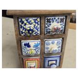 Apothecary Spice Cabinet by Pier 1 - Rustic Wood Frame with (6) Handpainted Ceramic Drawers Apothecary Spice Cabinet by Pier 1 - Rustic Wood Frame with (6) Handpainted Ceramic Drawers