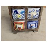 Apothecary Spice Cabinet by Pier 1 - Rustic Wood Frame with (6) Handpainted Ceramic Drawers Apothecary Spice Cabinet by Pier 1 - Rustic Wood Frame with (6) Handpainted Ceramic Drawers