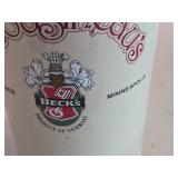 Vintage 1.0-Liter Stoneware Beer Stein by J. Cousineau's (Riverplace, Minneapolis) / Beck's logo Vintage 1.0-Liter Stoneware Beer Stein by J. Cousineau's (Riverplace, Minneapolis) / Beck's logo