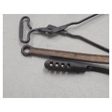 Lot of (3) Vintage Cast Iron Tools - Ice Tongs, Wood Cook Stove Lid Lifter, Shovel Lot of (3) Vintage Cast Iron Tools - Ice Tongs, Wood Cook Stove Lid Lifter, Shovel