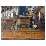 Mendota Model C Sewing Machine with Wood Flip-Top Cabinet 51' x 20' x 37' Mendota Model C Sewing Machine with Wood Flip-Top Cabinet 51' x 20' x 37'
