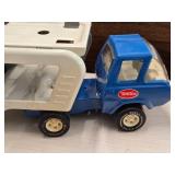 Vintage 1970's Tonka Pressed Steel Toy Car Carrier with Yellow and Red Corvette Cars Vintage 1970's Tonka Pressed Steel Toy Car Carrier with Yellow and Red Corvette Cars