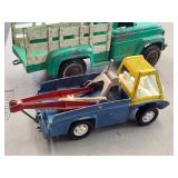 Lot of (2) Vintage Toy Trucks - Hubley Diecast Toy Tow Truck / Wrecker 1960's, Hubley Mighty Metal Stake Bed Farm Truck Model #900 1960's Lot of (2) Vintage Toy Trucks - Hubley Diecast Toy Tow Truck / Wrecker 1960's, Hubley Mighty Metal Stake Bed Farm Truck Model #900 1960's