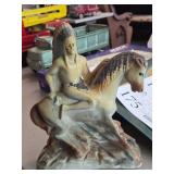 Vintage 1930's-1940's Native American Chief on Horseback theme Carnival Chalkware Statue Vintage 1930's-1940's Native American Chief on Horseback theme Carnival Chalkware Statue