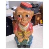 Vintage Organ Grinder Monkey Bank theme Carnival Chalkware Statue by Duquesne Statuary (1950's) Vintage Organ Grinder Monkey Bank theme Carnival Chalkware Statue by Duquesne Statuary (1950's)
