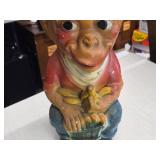 Vintage Organ Grinder Monkey Bank theme Carnival Chalkware Statue by Duquesne Statuary (1950's) Vintage Organ Grinder Monkey Bank theme Carnival Chalkware Statue by Duquesne Statuary (1950's)