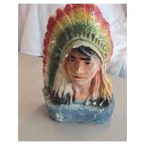 Vintage Mid 20th Century Native American Chief theme Carnival Chalkware Statue Vintage Mid 20th Century Native American Chief theme Carnival Chalkware Statue