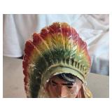 Vintage Mid 20th Century Native American Chief theme Carnival Chalkware Statue Vintage Mid 20th Century Native American Chief theme Carnival Chalkware Statue