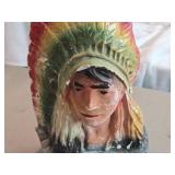 Vintage Mid 20th Century Native American Chief theme Carnival Chalkware Statue Vintage Mid 20th Century Native American Chief theme Carnival Chalkware Statue