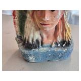 Vintage Mid 20th Century Native American Chief theme Carnival Chalkware Statue Vintage Mid 20th Century Native American Chief theme Carnival Chalkware Statue