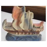Vintage 1930's-1940's Ship on the Open Seas theme Carnival Chalkware Statue Vintage 1930's-1940's Ship on the Open Seas theme Carnival Chalkware Statue
