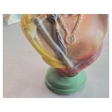 Vintage 1930's American Indian Wearing Feathered Headress theme Carnival Chalkware Bust Vintage 1930's American Indian Wearing Feathered Headress theme Carnival Chalkware Bust