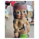 Vintage Native American Boy theme Carnival Chalkware Coin Bank by Duquesne Statuary Vintage Native American Boy theme Carnival Chalkware Coin Bank by Duquesne Statuary